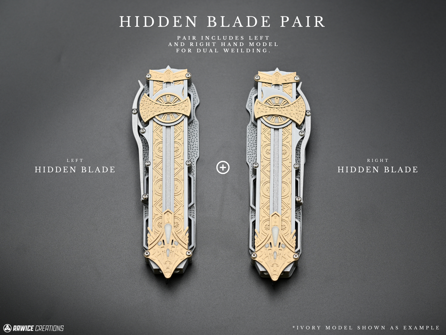 RAWICE CREATIONS V2 Assassin's Aguilar Hidden Blades Pair - AC Movie Blades (2 Colour Options)