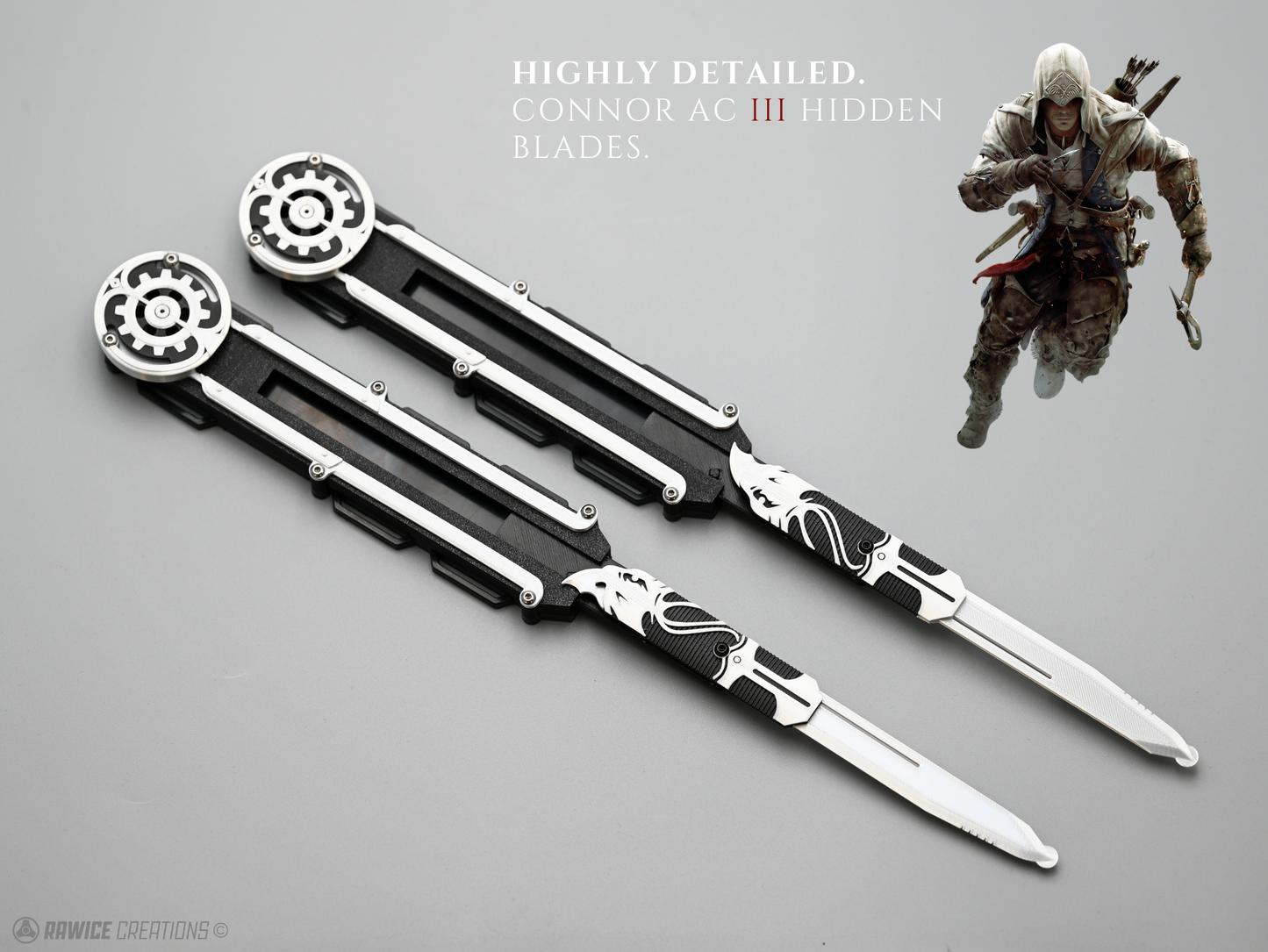V2 Assassin's AC III Connor Kenway Pivot Hidden Blades (Blade PAIR)