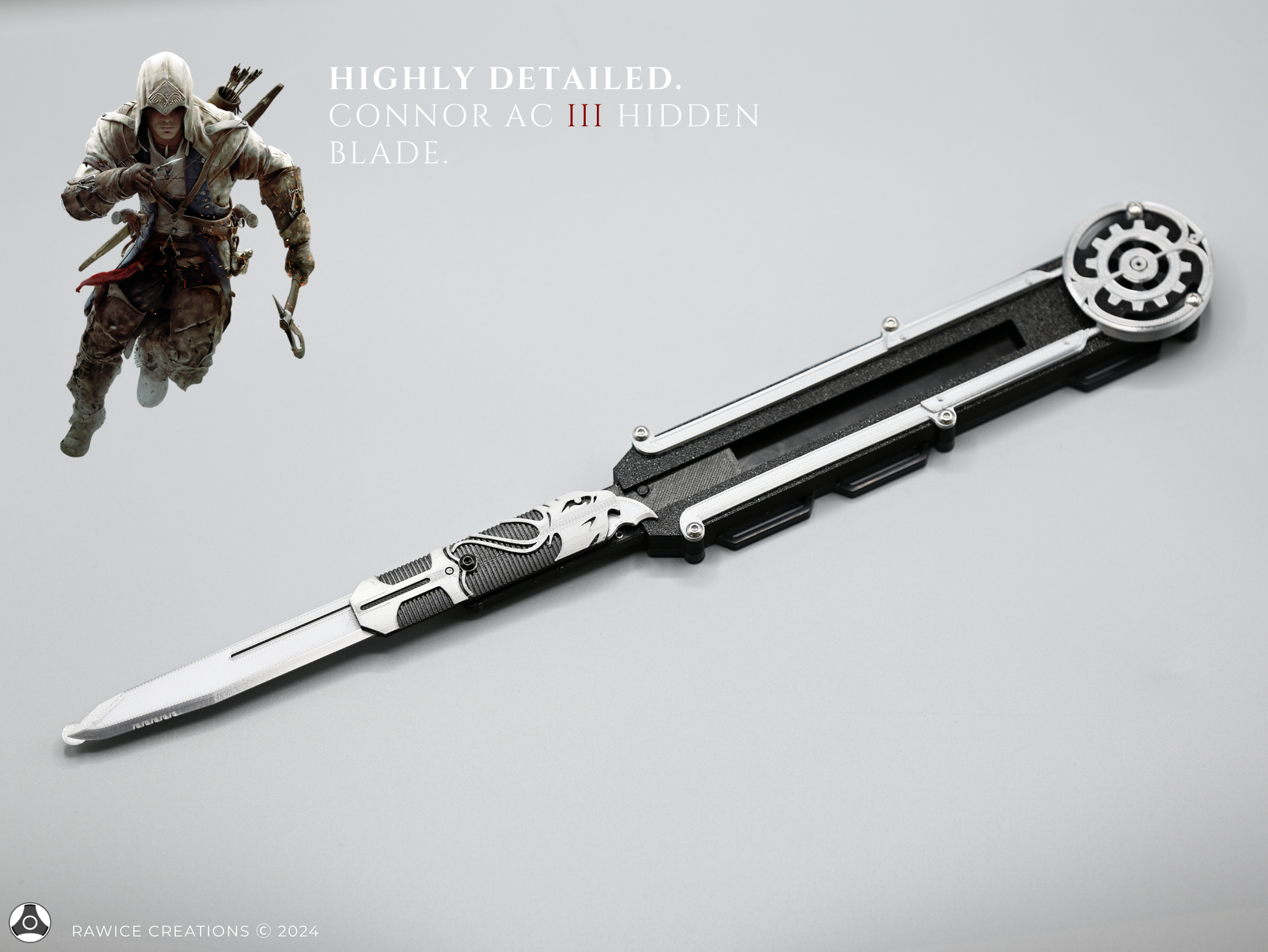 RAWICE CREATIONS V2 Assassin's AC III Connor Kenway Pivot Hidden Blade (RIGHT Arm Version)
