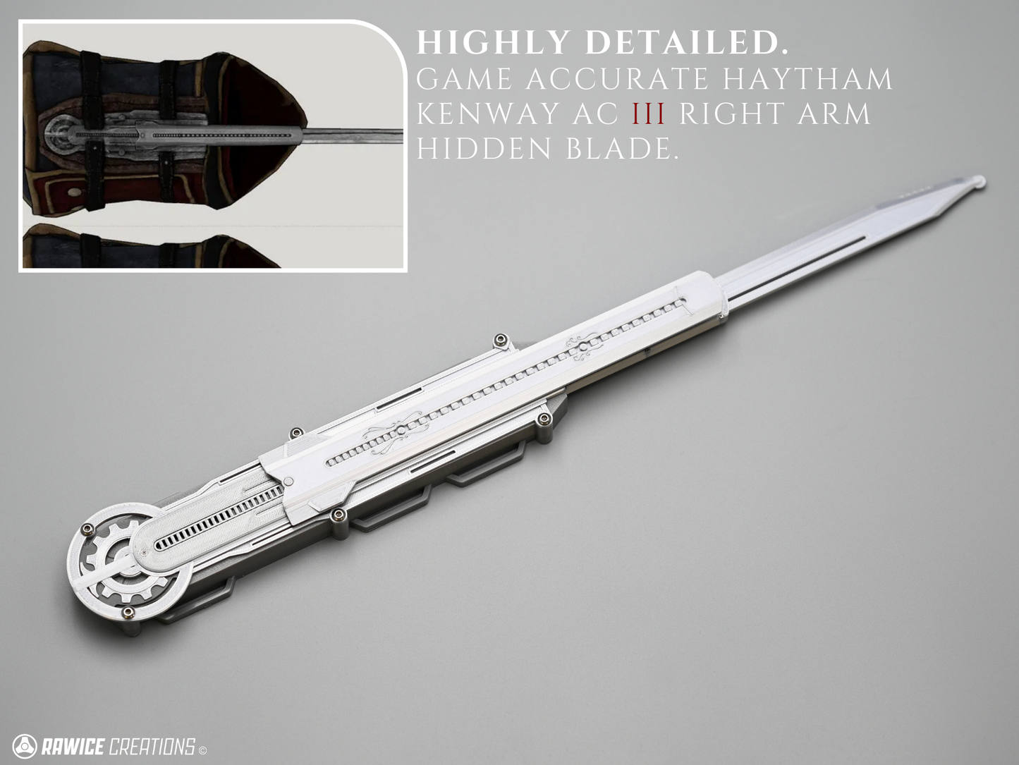 RAWICE CREATIONS V2 Assassin's AC III Haytham Kenway RIGHT Arm Hidden Blade