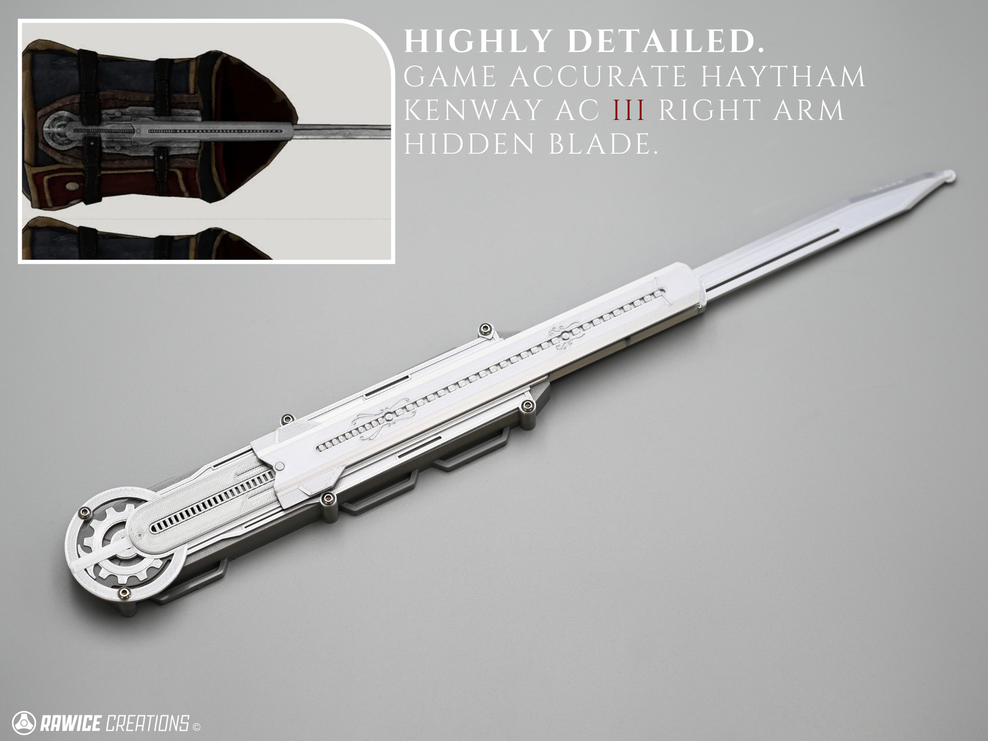RAWICE CREATIONS V2 Assassin's AC III Haytham Kenway RIGHT Arm Hidden Blade