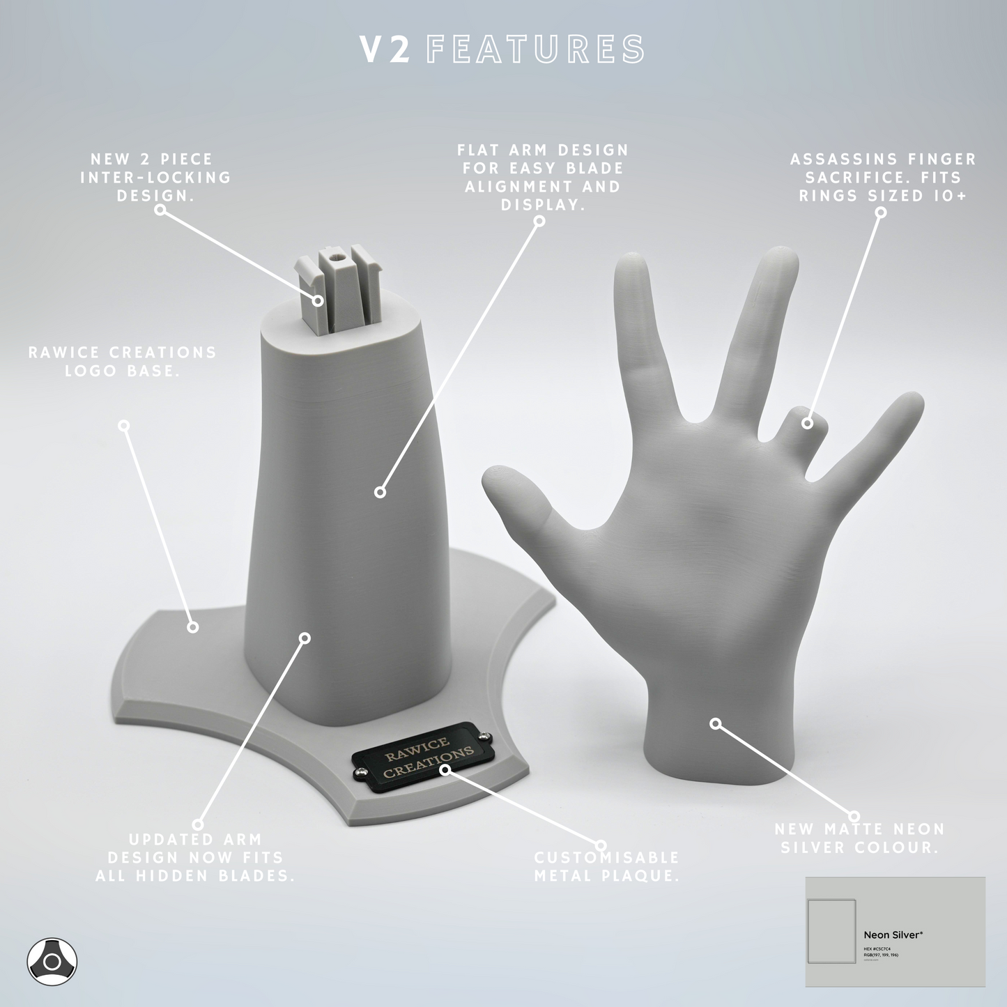 Rawice Creations Display Arm Stand - Assassin's Finger Sacrifice Version For Hidden Blades