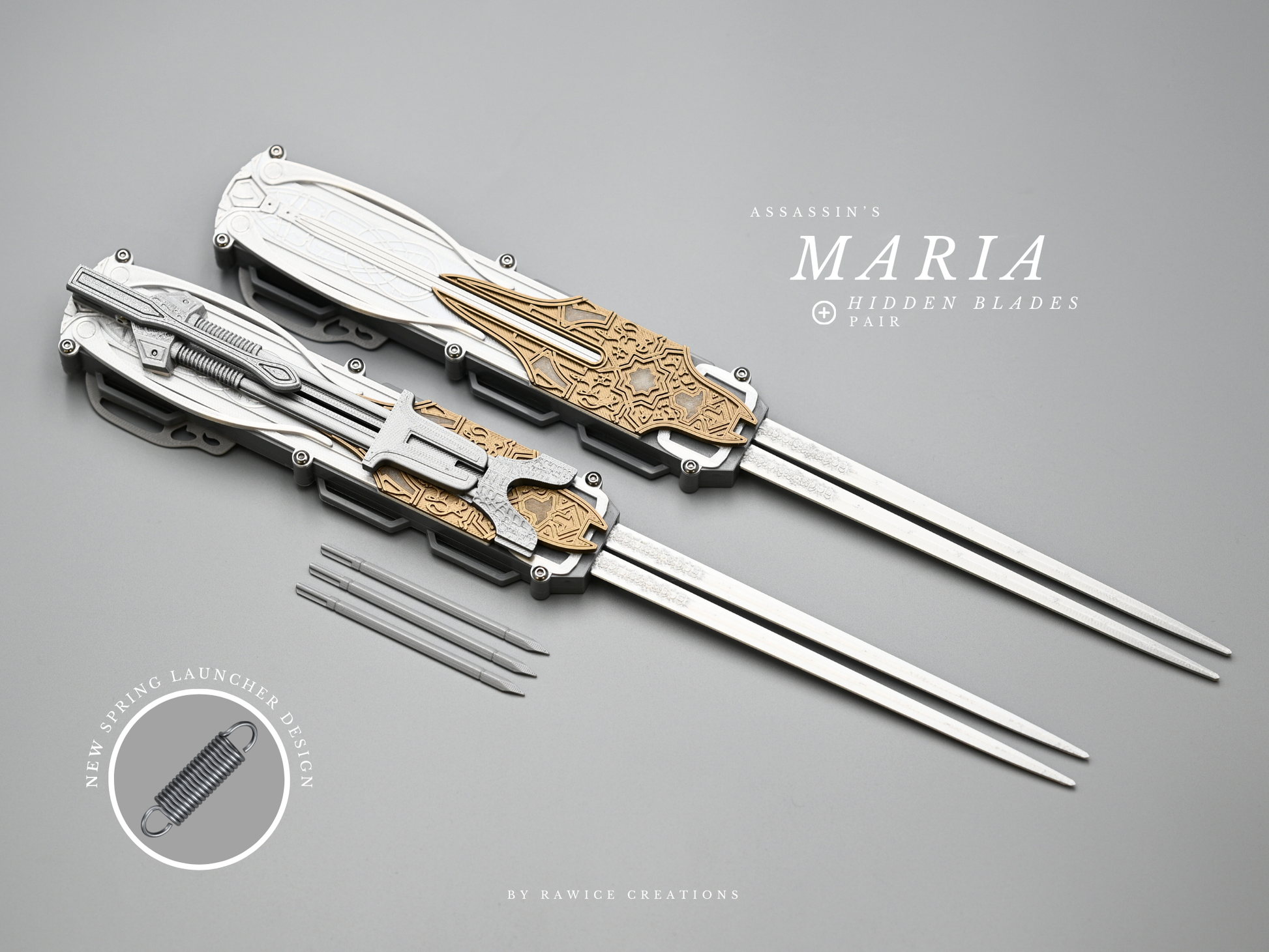 RAWICE CREATIONS V2 Assassin's Dual Maria Hidden Blades (Blade Pair) AC Movie Blades