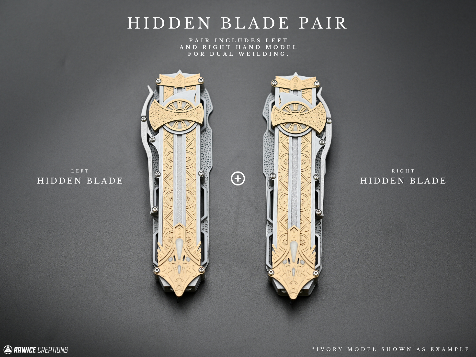 RAWICE CREATIONS V2 Assassin's Aguilar Hidden Blades Pair - AC Movie Blades (2 Colour Options)