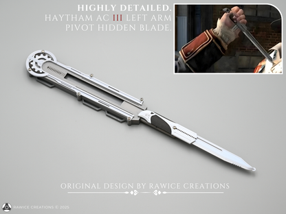 V2 Assassin's AC III Haytham Kenway LEFT Arm Pivot Hidden Blade