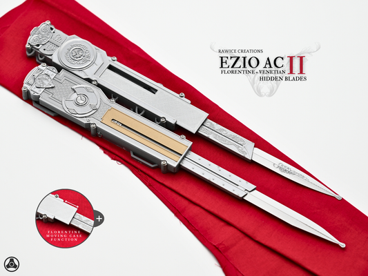 RAWICE CREATIONS V2 Assassin's II Dual Ezio Auditore Florentine and Venetian Left + Right Arm Hidden Blade Pair